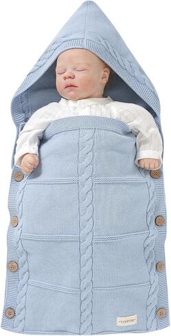 Newborn Baby Swaddle Blanket 100% Cotton Sleeping Bag Knit Wrap Receiving Blankets Cozy for Boy Girl Khaki 0-6 Month in Kuwait