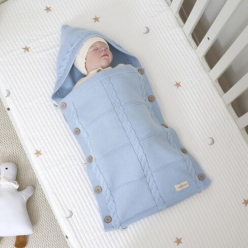 Newborn Baby Swaddle Blanket 100% Cotton Sleeping Bag Knit Wrap Receiving Blankets Cozy for Boy Girl Khaki 0-6 Month in Kuwait