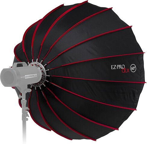 Fotodiox 60in EZ-Pro DLX Parabolic Softbox مع حلقة سرعة متوافقة مع Photogenic - صندوق ناعم قابل للطي سريع 60 بوصة (150 سم) مع جزء داخلي عاكس فضي مع توزيع مزدوج in Kuwait
