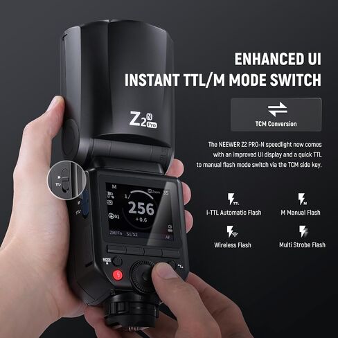NEEWER Z2PRO-N 2.4G TTL Round Head Flash Speedlite متوافق مع Nikon + NB-Z1 بطارية ليثيوم أيون بديلة 2600 مللي أمبير في الساعة، لاسلكية متوافقة مع Godox، 76Ws 1/8000s HSS، واجهة مستخدم مطورة، مفتاح TTL/M TCM in Saudi Arabia