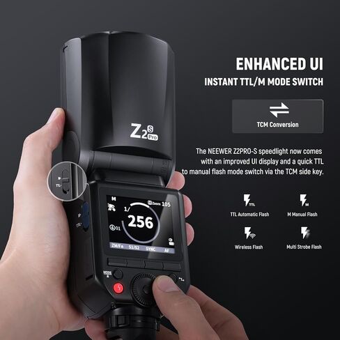 NEEWER Z2PRO-S 2.4G TTL Round Head Flash Speedlite Compatible with Sony + NB-Z1 2600mAh Replacement Li-ion Battery, Wireless Compatible with Godox, 76Ws 1/8000s HSS, Upgraded UI, TTL/M TCM Switch in Saudi Arabia