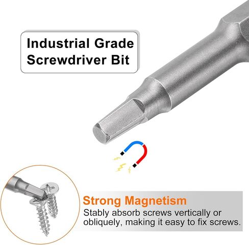 HARFINGTON 2pcs Square Screwdriver Bit SQ1 1/4" Hex Shank 65mm/2.6" Length Magnetic 4 Point Hex Bits S2 Steel Industrial Grade Electric Screw Driver Bit 5mm Rod in Saudi Arabia