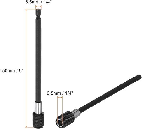Magnetic Extension Chuck Adapter 6" 1/4 Inch Hex Shank Quick Release Bar Socket Screwdriver Bit Holder for Screwdriver Bits Nuts Drills Socket Driver Adapter, Black in Saudi Arabia