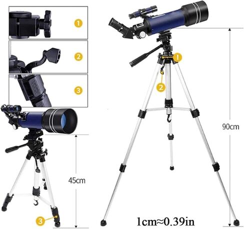 Telescopes for Adults Astronomy, High Power Binocularss for Astronomy,70Mm HD Refractor Telescopes with Adjustable Tripod Photo Shutter 4 Moon Filter for Monocular for Adults Kids in Saudi Arabia