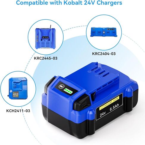 2 حزمة 6.5Ah بديلة لبطارية Kobalt 24V KB624-03 KB524-03 KB424-03 KB224-03 KB124-03، متوافقة مع أدوات الطاقة اللاسلكية Kobalt 24V in Kuwait