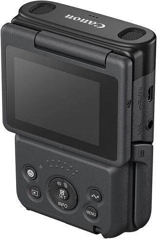 كاميرا PowerShot V10 Vlog من Canon - كاميرا تسجيل فيديو صغيرة الحجم بدقة 4K مع حامل مدمج وميكروفونات استريو وشاشة قابلة للطي (أسود) (5947C002) + حامل ثلاثي القوائم DM-E100 ميكروفون + بطاقة ذاكرة سعة 64 جيجابايت in Kuwait