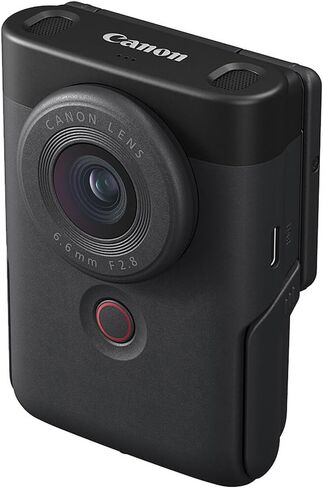 كاميرا PowerShot V10 Vlog من Canon - كاميرا تسجيل فيديو صغيرة الحجم بدقة 4K مع حامل مدمج وميكروفونات استريو وشاشة قابلة للطي (أسود) (5947C002) + حامل ثلاثي القوائم DM-E100 ميكروفون + بطاقة ذاكرة سعة 64 جيجابايت in Kuwait