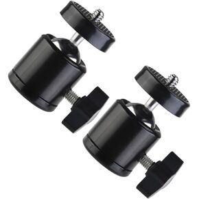 2 Pcs Mini Tripod Ball Head Threaded Camera Mount Rotation Pan Tilt Heads Compact Black Plastic Metal for DSLR Camcorder Load in Saudi Arabia
