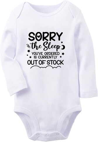 iDzn The Sleep You've Ordered Is Currently Out Of Stock Funny Romper Newborn Baby Bodysuits Infant Jumpsuit Kids Long Outfits in Saudi Arabia