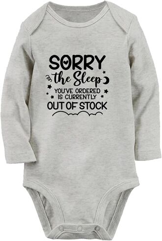 iDzn The Sleep You've Ordered Is Currently Out Of Stock Funny Romper Newborn Baby Bodysuits Infant Jumpsuit Kids Long Outfits in Saudi Arabia