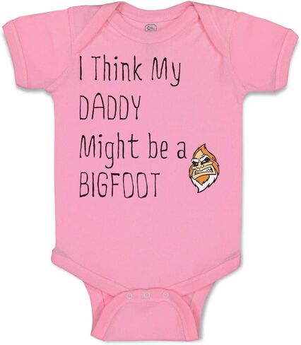 Cute Rascals Baby Bodysuit I Think My Daddy Might Be A Bigfoot Dad Father's Day Boy & Girl Baby Clothes Funny Cotton Soft Pink Design Only 6 Months in Saudi Arabia