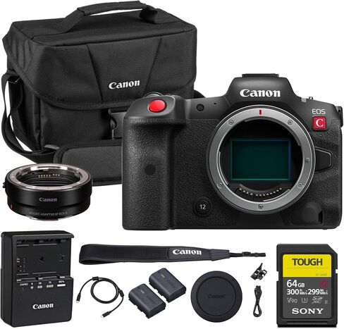 Canon EOS R5 C Mirrorless Cinema Camera | True Hybrid Power for Filmmakers and High-End Creators (5077C002) + Canon Adapter EF-EOS R + LP-E6P Battery + 64GB Memory Card + Shoulder Bag in Saudi Arabia