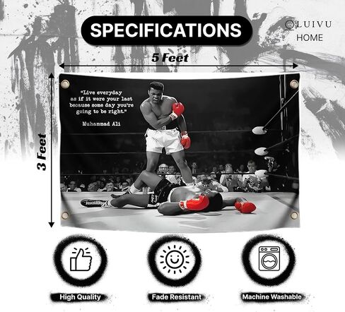 Male Ali Flag 3x5 with 4 Grommets - Indoor Polyester Single Sided Flags Boxing for Teens - Gym Sign Decor Inspiration - Muhammad Motiv Wall Art Home Gym Workout Posters Wall Hanging or Brotherhood in Saudi Arabia
