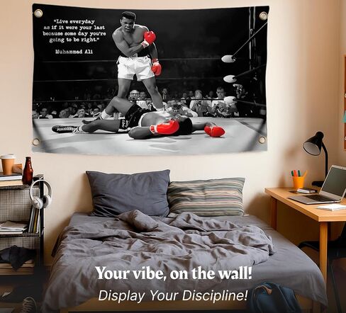 Male Ali Flag 3x5 with 4 Grommets - Indoor Polyester Single Sided Flags Boxing for Teens - Gym Sign Decor Inspiration - Muhammad Motiv Wall Art Home Gym Workout Posters Wall Hanging or Brotherhood in Saudi Arabia
