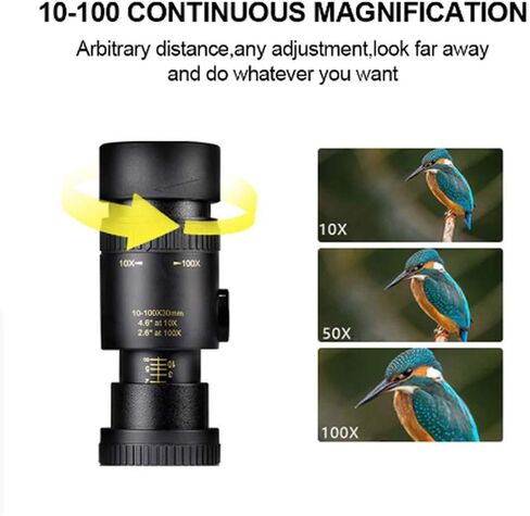 تلسكوب أحادي العين بتكبير تليفوتوغرافي فائق 4K 10-300X40mm، تلسكوب عالي الدقة محمول لمشاهدة الطيور البالغة والسفر في الهواء الطلق لمشاهدة معالم المدينة in Saudi Arabia