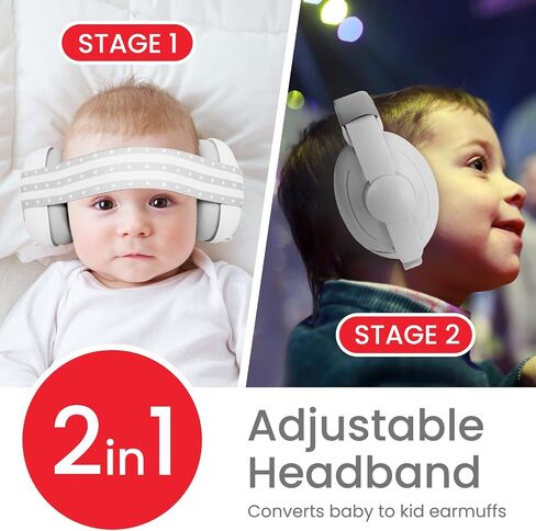 2-in-1 Adjustable Baby & Toddler Noise Cancelling Headphones - Ear Muffs for Kids 1-3 for Airplane Travel in Saudi Arabia
