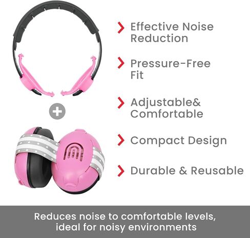 2-in-1 Adjustable Baby & Toddler Noise Cancelling Headphones - Ear Muffs for Kids 1-3 for Airplane Travel in Saudi Arabia