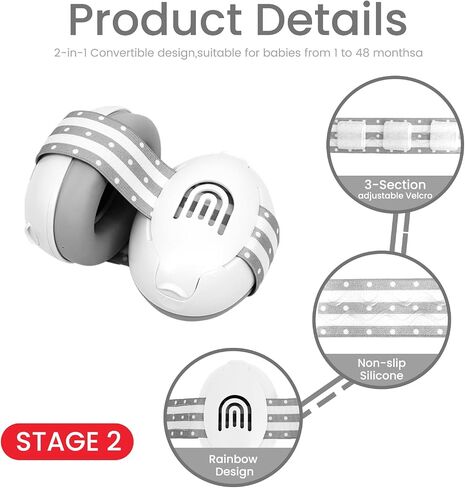 2-in-1 Adjustable Baby & Toddler Noise Cancelling Headphones - Ear Muffs for Kids 1-3 for Airplane Travel in Saudi Arabia