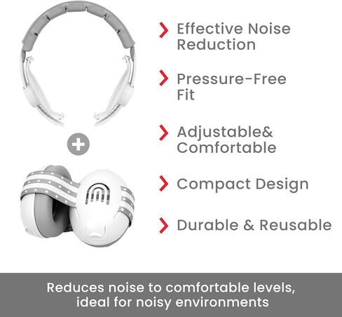 2-in-1 Adjustable Baby & Toddler Noise Cancelling Headphones - Ear Muffs for Kids 1-3 for Airplane Travel in Saudi Arabia