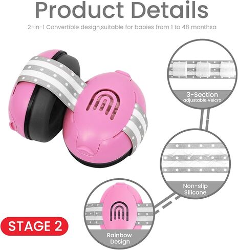 2-in-1 Adjustable Baby & Toddler Noise Cancelling Headphones - Ear Muffs for Kids 1-3 for Airplane Travel in Saudi Arabia