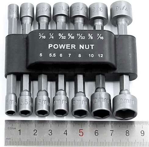 14Pcs Power Nut Driver Bit Set Quick Change Dual SAE 1/4" Metric MM Detent Shank in Saudi Arabia