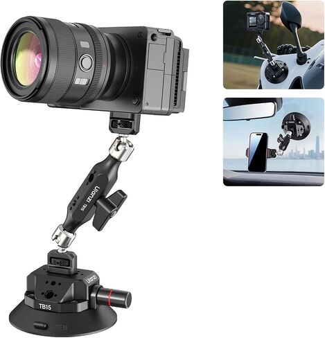 ULANZI TB15 Suction Cup Camera Mount, Heavy Duty Car Suction Camera Mount Magic Arm with 360° Rotation, 1/4" & 3/8" Thread Compatible with DJI OSMO Pocket 3/OSMO 360/Insta 360 x5 DSLR Car Boat Wall in Saudi Arabia
