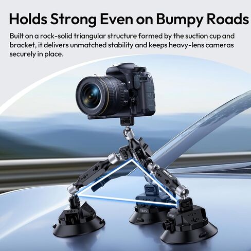 ULANZI TB15 Suction Cup Camera Mount, Heavy Duty Car Suction Camera Mount Magic Arm with 360° Rotation, 1/4" & 3/8" Thread Compatible with DJI OSMO Pocket 3/OSMO 360/Insta 360 x5 DSLR Car Boat Wall in Saudi Arabia
