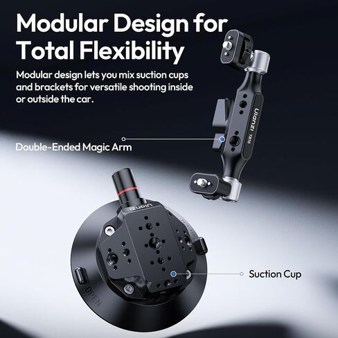 ULANZI TB15 Suction Cup Camera Mount, Heavy Duty Car Suction Camera Mount Magic Arm with 360° Rotation, 1/4" & 3/8" Thread Compatible with DJI OSMO Pocket 3/OSMO 360/Insta 360 x5 DSLR Car Boat Wall in Saudi Arabia