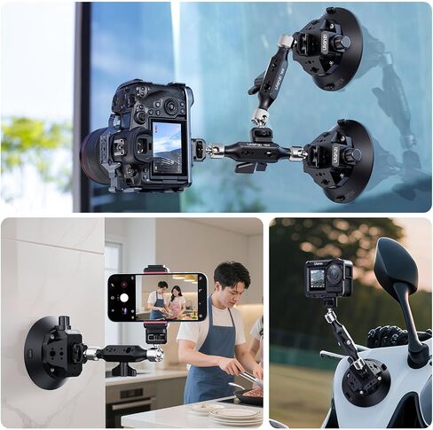 ULANZI TB15 Suction Cup Camera Mount, Heavy Duty Car Suction Camera Mount Magic Arm with 360° Rotation, 1/4" & 3/8" Thread Compatible with DJI OSMO Pocket 3/OSMO 360/Insta 360 x5 DSLR Car Boat Wall in Saudi Arabia