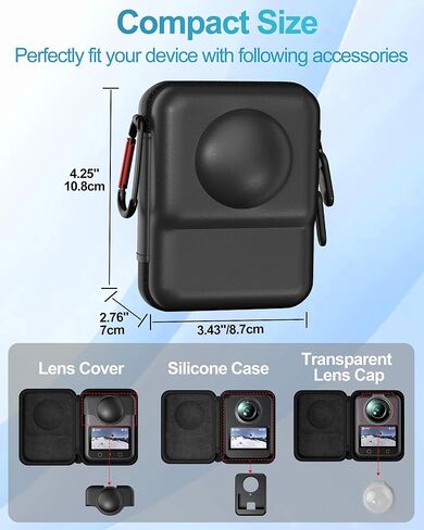 حقيبة حمل ProCase متوافقة مع DJI OSMO 360، حقيبة تخزين صغيرة محمولة من مادة EVA الصلبة، غطاء حماية للسفر مع حزام معصم وحلقة تسلق لملحقات Osmo360 (الجراب فقط) in Kuwait