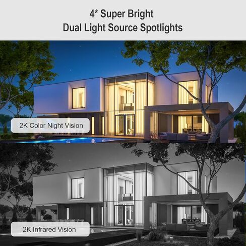 كاميرا أمان تعمل بالطاقة الشمسية لاسلكية في الهواء الطلق 2K، كاميرا أمان تعمل بالبطارية في الخارج، كشف الحركة البشرية PIR، تتبع تلقائي، رؤية ليلية ملونة، صوت ثنائي الاتجاه، تنبيه، 2.4 جيجا واي فاي (2، واي فاي) in Kuwait