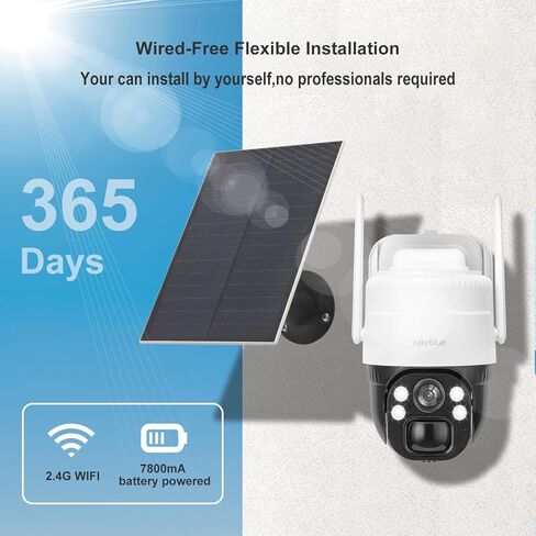 كاميرا أمان تعمل بالطاقة الشمسية لاسلكية في الهواء الطلق 2K، كاميرا أمان تعمل بالبطارية في الخارج، كشف الحركة البشرية PIR، تتبع تلقائي، رؤية ليلية ملونة، صوت ثنائي الاتجاه، تنبيه، 2.4 جيجا واي فاي (2، واي فاي) in Kuwait