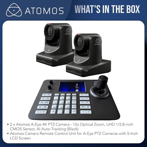 Atomos A-Eye 4K PTZ Camera 12x Optical Zoom with AI Auto-Tracking (Black) Bundle with Remote Control (3 Items) in Saudi Arabia