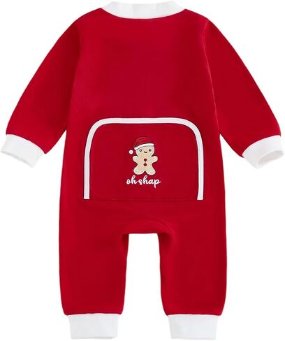 Merqwadd Baby Christmas Outfit صبي فتاة سانتا كوكيز سحاب نيسيي الرضع عيد الميلاد رومبير بذلة in Kuwait