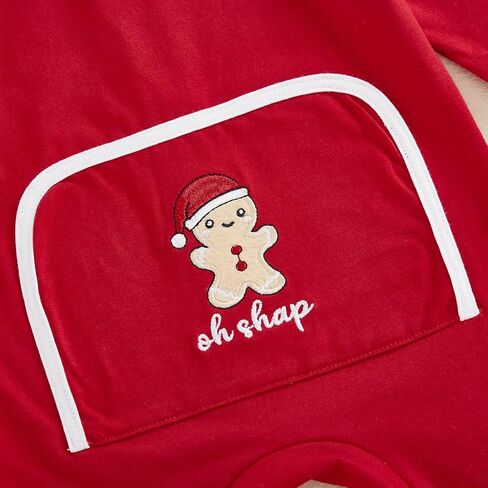 Merqwadd Baby Christmas Outfit صبي فتاة سانتا كوكيز سحاب نيسيي الرضع عيد الميلاد رومبير بذلة in Kuwait