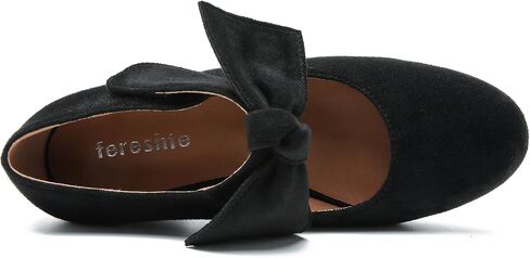 حذاء نسائي بكعب على شكل فيونكة ماري جين حذاء بفيونكة قابلة للإزالة وكعب مكتنز ومقدمة مغلقة in Kuwait