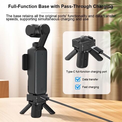 حامل ثلاثي القوائم مثبت لـ DJI Pocket 3 كاميرا Gimbal مثبت سطح المكتب حامل ثلاثي القوائم مع منفذ شحن كامل الوظائف من النوع C in Kuwait