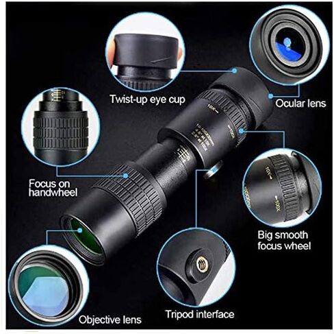 تلسكوبات أحادية، 4K 10-300X40mm تلسكوب أحادي تكبير تليفوتوغرافي فائق، تلسكوب أحادي مع حامل هاتف وحامل ثلاثي القوائم لمشاهدة الطيور البالغة والسفر في الهواء الطلق in Kuwait