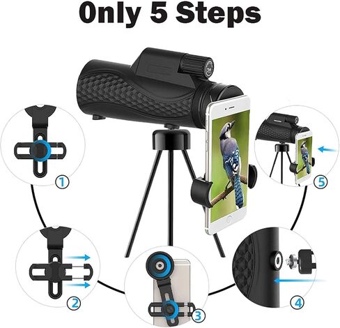 High Power Binoculars, Monocular Telescope High Power for Adults, 10X42 High Definition Monoculars for Bird Watching, BAK4 Prism, Portable Monocular Scope with Smartphone Holder and Tripod in Saudi Arabia