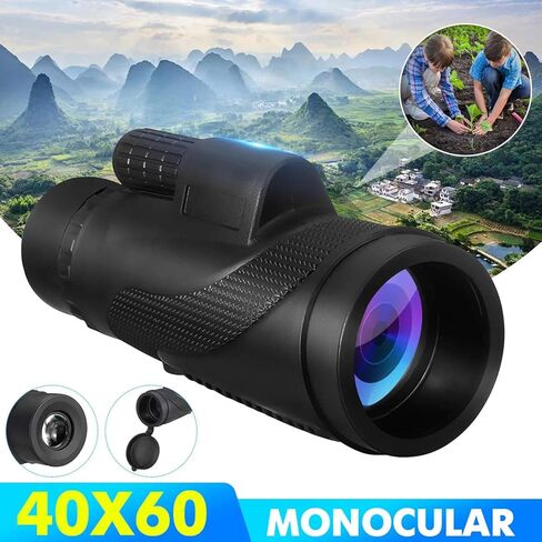 مناظير عالية القوة، تلسكوب أحادي العين 40x60، مناظير أحادية عالية الوضوح للبالغين، تلسكوب أحادي مع حامل ثلاثي القوائم ومحول هاتف، نطاق أحادي العين لمشاهدة الطيور in Kuwait