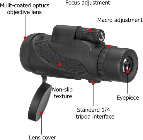 مناظير عالية القوة، تلسكوب أحادي العين 40x60، مناظير أحادية عالية الوضوح للبالغين، تلسكوب أحادي مع حامل ثلاثي القوائم ومحول هاتف، نطاق أحادي العين لمشاهدة الطيور in Kuwait