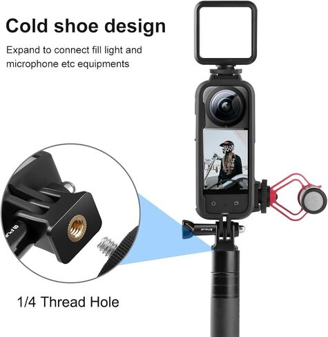 إطار حماية بلاستيكي من البلاستيك لجهاز Insta360 X4 Cold Shoe PC مع حامل محول ومسمار (أسود) in Saudi Arabia