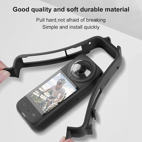 إطار حماية بلاستيكي من البلاستيك لجهاز Insta360 X4 Cold Shoe PC مع حامل محول ومسمار (أسود) in Saudi Arabia