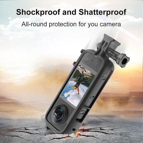 إطار حماية بلاستيكي من البلاستيك لجهاز Insta360 X4 Cold Shoe PC مع حامل محول ومسمار (أسود) in Saudi Arabia