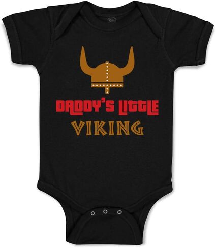 بدلة للجسم للأطفال من Daddy's Little Viking Valhalla، ملابس أطفال للأولاد والبنات لعيد الأب، تصميم أسود مضحك من القطن لحديثي الولادة فقط in Kuwait
