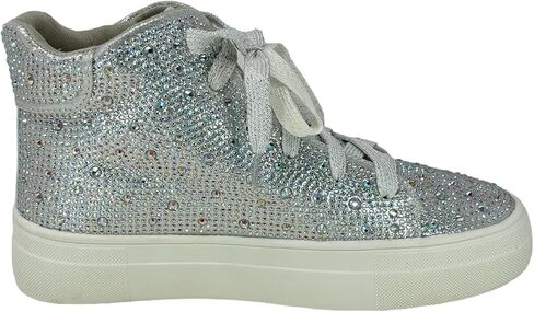 Women's Fashion Rhinestone High Top Lace Up Sneaker Shoes in Saudi Arabia