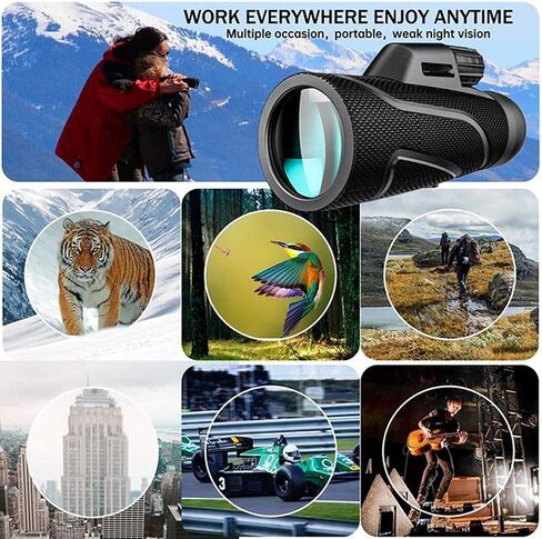 Monocular Telescope, 10x42 Monocular Telescope, High Power BAK4 Prism Lens Monocular Compact HD Life Waterproof Monocular with Smartphone Adapter and Tripod for Adult Bird Watching Outdoor in Saudi Arabia