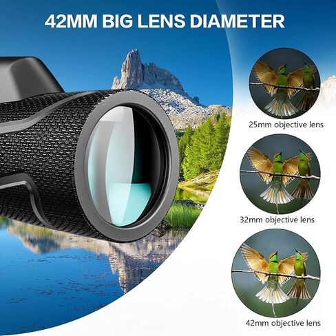 Monocular Telescope, 10x42 Monocular Telescope, High Power BAK4 Prism Lens Monocular Compact HD Life Waterproof Monocular with Smartphone Adapter and Tripod for Adult Bird Watching Outdoor in Saudi Arabia