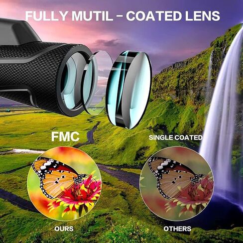 Monocular Telescope, 10x42 Monocular Telescope, High Power BAK4 Prism Lens Monocular Compact HD Life Waterproof Monocular with Smartphone Adapter and Tripod for Adult Bird Watching Outdoor in Saudi Arabia