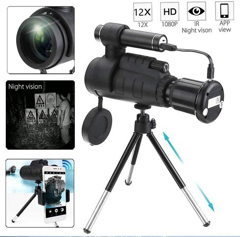 WiFi 40X60 Infrared IR HD Monocular Telescope Phone Lens Tripod HD high Power Outdoor Black for Adult Bird Watching Outdoor Travel Sightseeing in Saudi Arabia
